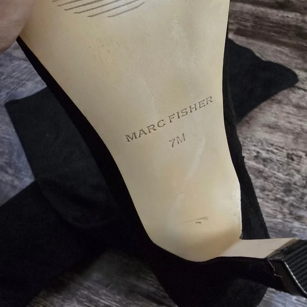 MARC FISHER Over The Knee‎ Boots Womens 7M Black Excellent Faux Suede Stiletto
